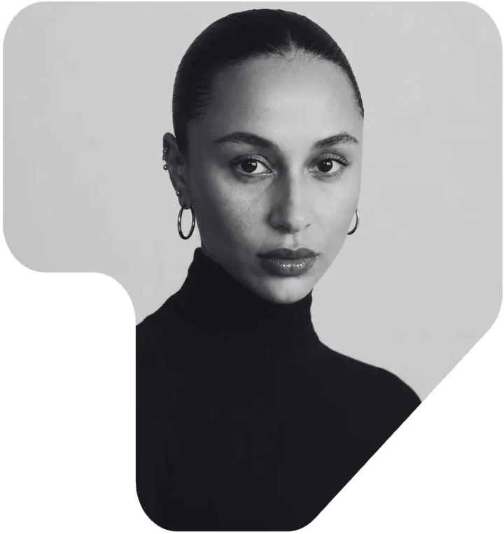 Eleni Tsandekidou, black-and-white portrait